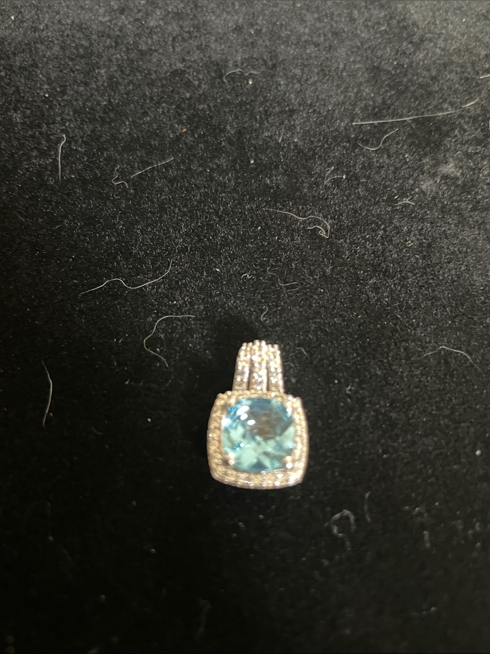 Sterling Silver 925 JWBR Blue Topaz w/ CZ Halo Pendant